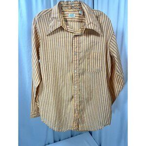Vintage Custom Designed Men’s Large 16 Orange Plaid Button Down Shirt Cotton
